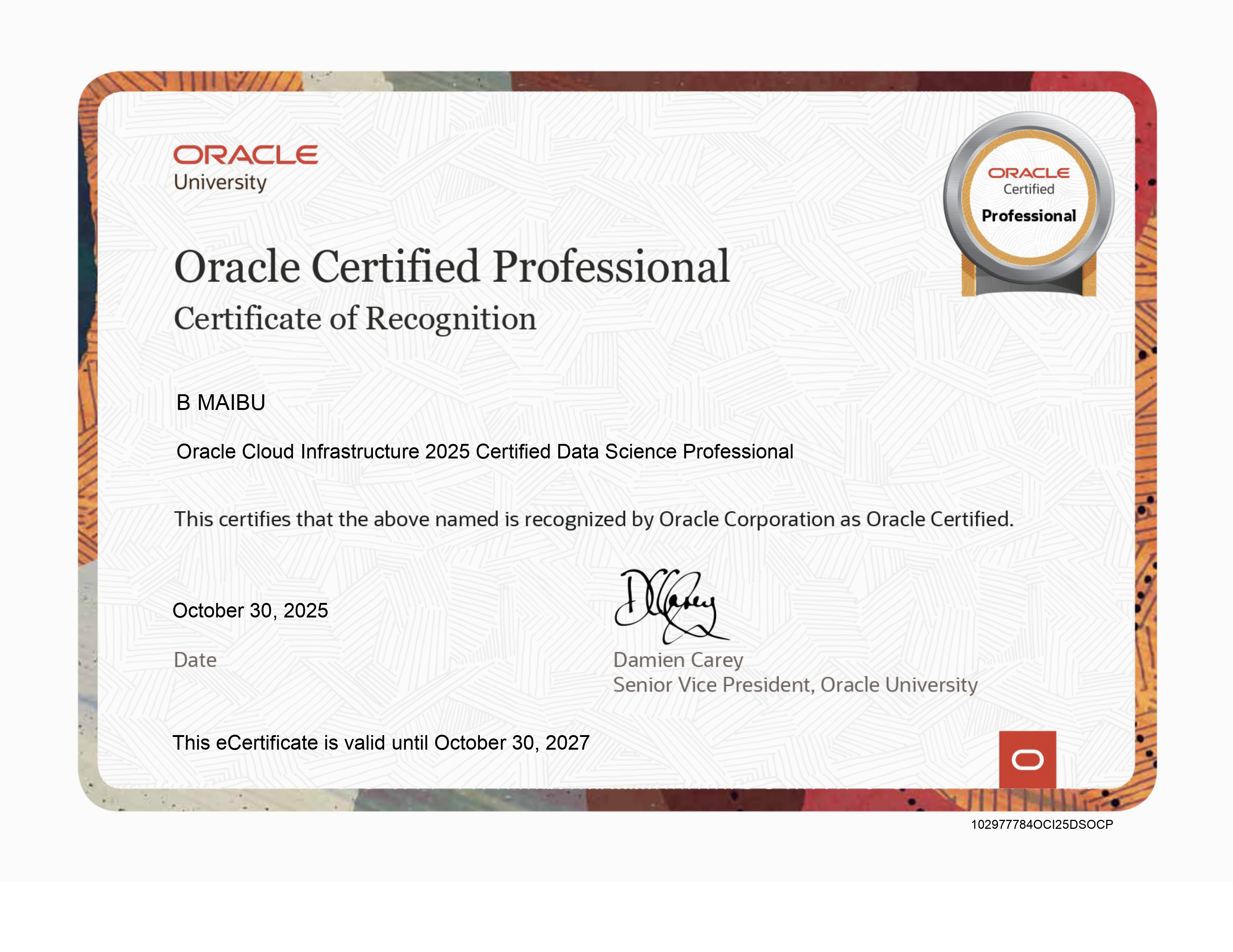 Oracle Data Science Environment MAIBU - Full Stack Developer